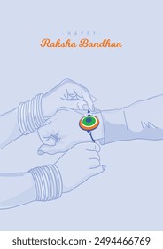 Afiche de Happy Raksha Bandhan, una Plantilla de afiches a tres colores para el festival Raksha Bandhan, así como para el día de la Independencia de la India, afiche recortado para marca, publicidad y publicación en medios sociales