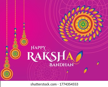 Joyeux Raksha Bandhan, créatif Rakhi avec la Couleur rose florale et le rakhi créatif avec motif