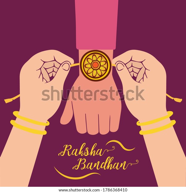 Happy Raksha Bandhan Sister Tying Rakhi Stock Vector (Royalty Free ...