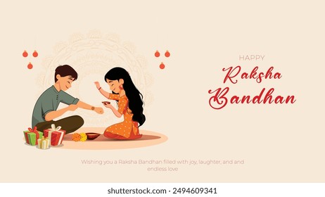 Happy Raksha Bandhan social media post with beautiful raksha bandhan festival greeting card India. editable abstract vector illustration design.