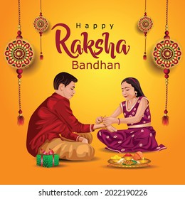 Happy Raksha Bandhan with stylish vector illustration in a creative background. Indian Religious Festival. colorful Rakhi Design.	