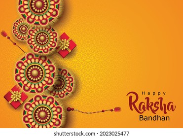 Happy Raksha Bandhan with stylish vector illustration in a creative background.  Indian Religious Festival. colorful Rakhi Design.