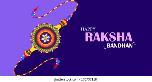 Happy Raksha Bandhan template with Creative Rakhi Illustration. Raksha Bandhan Festival Greeting Background.