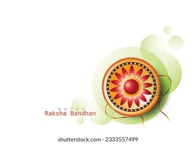 Happy Raksha Bandhan with Text, Typography decorative Rakhi for Raksha Bandhan, Indian festival for brother and sister bonding celebration