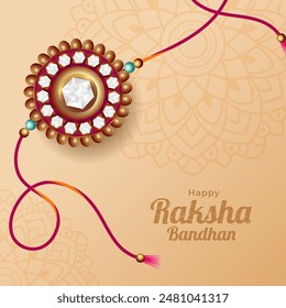 Happy raksha bandhan traditional background with decorative rakhi