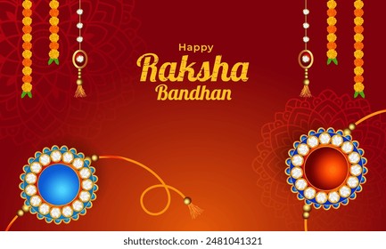 Fondo tradicional de raksha bandhan feliz con rakhi decorativo