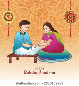 Happy Raksha Bandhan Typographic Design Template Decorated rakhi for Indian festival of brother and sister bonding celebration  beautiful raksha bandhan festival greeting card. vector illustration des