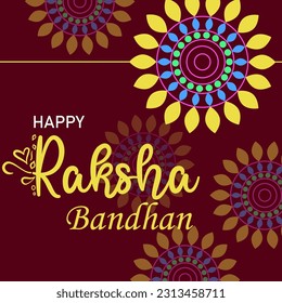 Happy Raksha Bandhan Vector Illustration Hand Draw Creative Design Red Background Rakshasutra with typography