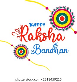 Happy Raksha Bandhan Vector Illustration Hand Draw Creative Design White Background Rakshasutra with typography