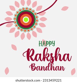 Happy Raksha Bandhan Vector Illustration Hand Draw Creative Design White Background Rakshasutra with typography