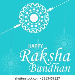 Happy Raksha Bandhan Vector Illustration Hand Draw Creative Design Sky Blue Background Rakshasutra with typography