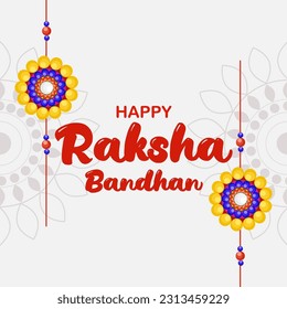 Happy Raksha Bandhan Vector Illustration Hand Draw Creative Design White Background Rakshasutra with typography