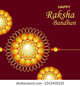 Happy Raksha Bandhan Vector Illustration Hand Draw Creative Design Brown Background Rakshasutra with typography