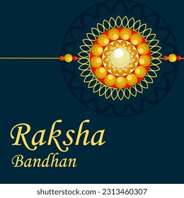 Happy Raksha Bandhan Vector Illustration Hand Draw Creative Design Dark Background Rakshasutra with typography