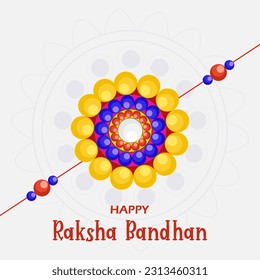 Happy Raksha Bandhan Vector Illustration Hand Draw Creative Design White Background Rakshasutra with typography