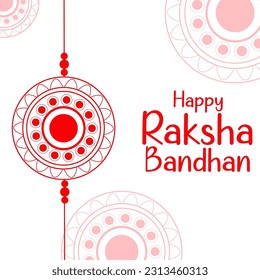 Happy Raksha Bandhan Vector Illustration Hand Draw Creative Design White Background Rakshasutra with typography