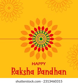 Happy Raksha Bandhan Vector Illustration Hand Draw Creative Design Yellow Background Rakshasutra with typography