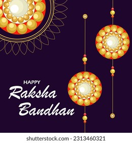 Happy Raksha Bandhan Vector Illustration Hand Draw Creative Design Dark Blue  Background Rakshasutra with typography