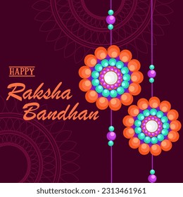 Happy Raksha Bandhan Vector Illustration Hand Draw Creative Design  Background Rakshasutra with typography