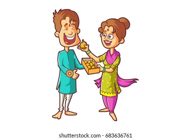 Happy Raksha Bandhan. Vector Illustration. Isolated on white background.