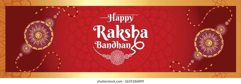 Happy Raksha Bandhan web banner, Indian festival celebration vector design for social media and website.