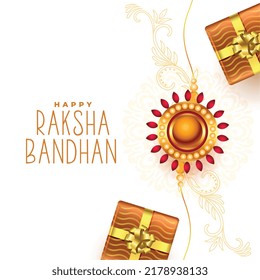 feliz raksha bandhan desea plantilla de tarjeta con diseño de canto de regalo 