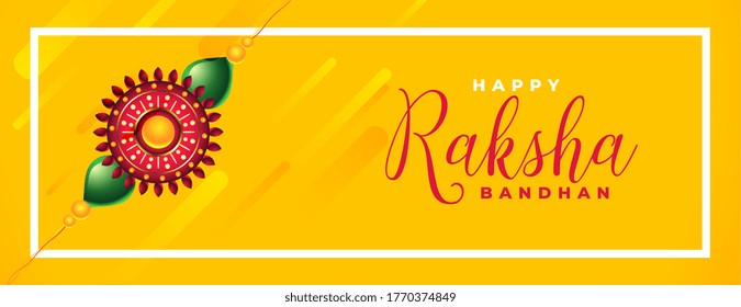 happy raksha bandhan yellow beautiful banner design