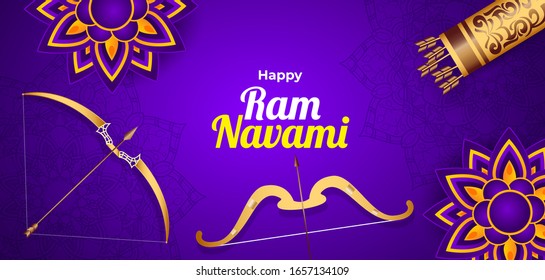 Happy ram navami background with element and flowers