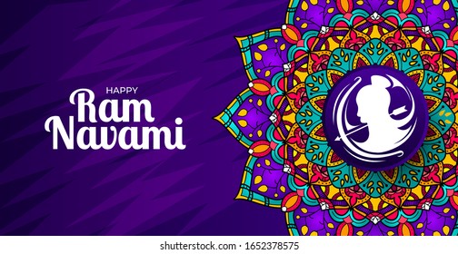 Happy ram navami background with mandala colorful