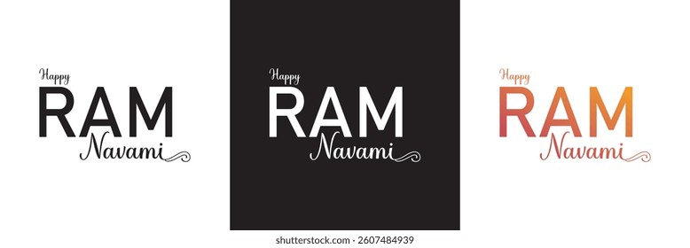 Happy ram Navami calligraphy text design. Typography poster banner, background etc. Vector illustration. isolated on white and black background. EPS 10