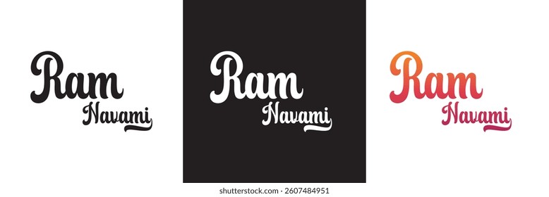 Happy ram Navami calligraphy text design. Typography poster banner, background etc. Vector illustration. isolated on white and black background. EPS 10