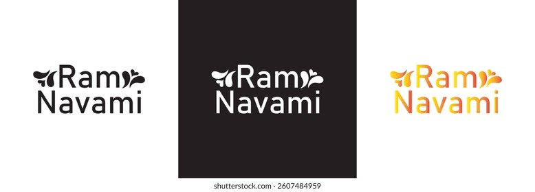 Happy ram Navami calligraphy text design. Typography poster banner, background etc. Vector illustration. isolated on white and black background. EPS 10