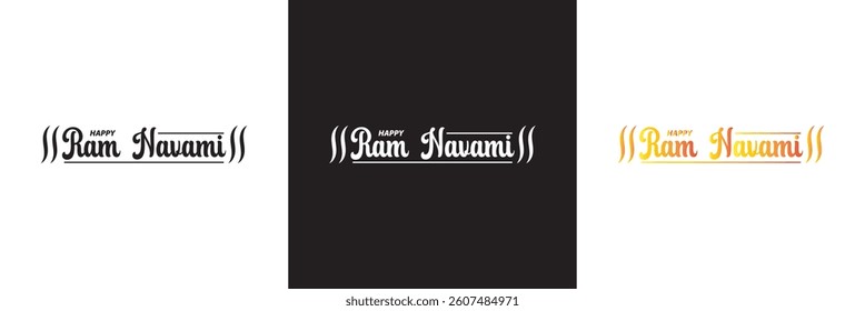 Happy ram Navami calligraphy text design. Typography poster banner, background etc. Vector illustration. isolated on white and black background. EPS 10