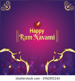 Happy ram navami celebration background with Lord rama bow and arrow