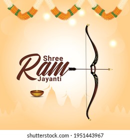 Happy ram navami celebration background with Lord rama bow and arrow