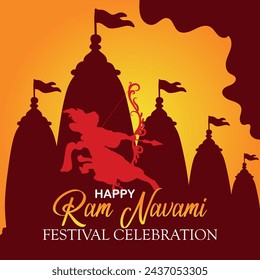  Happy Ram Navami cultural Banner Hindu festival vertical post wishes celebration card Ram Navami celebration background Indian Hinduism Festival Social Media Banner Free Vector

