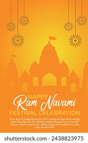 Happy Ram Navami cultural Banner Hindu festival vertical post wishes celebration card Ram Navami celebration background, Yellow Beige Background Indian Hinduism Festival Social Media Banner