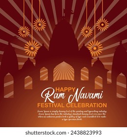 Happy Ram Navami cultural Banner Hindu festival vertical post wishes celebration card Ram Navami celebration background, Yellow Beige Background Indian Hinduism Festival Social Media Banner