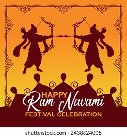 Happy Ram Navami cultural Banner Hindu festival vertical post wishes celebration card Ram Navami celebration background, Yellow Beige Background Indian Hinduism Festival Social Media Banner