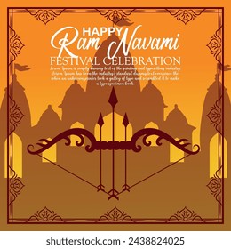 Happy Ram Navami cultural Banner Hindu festival vertical post wishes celebration card Ram Navami celebration background, Yellow Beige Background Indian Hinduism Festival Social Media Banner