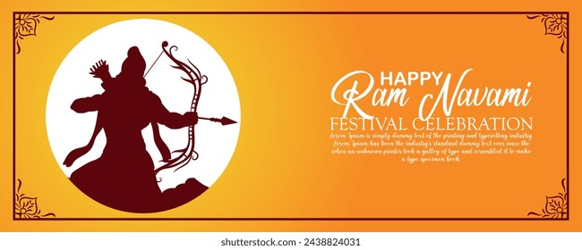Happy Ram Navami cultural Banner Hindu festival vertical post wishes celebration card Ram Navami celebration background, Yellow Beige Background Indian Hinduism Festival Social Media Banner