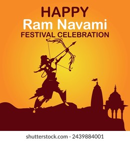Happy Ram Navami cultural Banner Hindu festival vertical post wishes celebration card Ram Navami celebration background, Yellow Beige Background Indian Hinduism Festival Social Media Banner