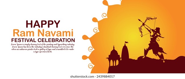 Happy Ram Navami cultural Banner Hindu festival vertical post wishes celebration card Ram Navami celebration background, Yellow Beige Background Indian Hinduism Festival Social Media Banner
