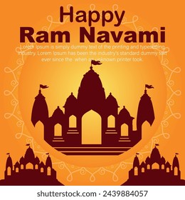 Happy Ram Navami cultural Banner Hindu festival vertical post wishes celebration card Ram Navami celebration background, Yellow Beige Background Indian Hinduism Festival Social Media Banner