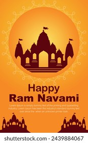 Happy Ram Navami cultural Banner Hindu festival vertical post wishes celebration card Ram Navami celebration background, Yellow Beige Background Indian Hinduism Festival Social Media Banner