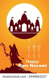 Happy Ram Navami cultural Banner Hindu festival vertical post wishes celebration card Ram Navami celebration background
