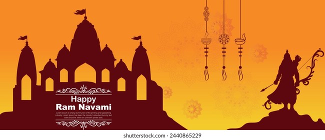 Happy Ram Navami cultural Banner Hindu festival vertical post wishes celebration card Ram Navami celebration background
