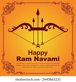 Happy Ram Navami cultural Banner Hindu festival vertical post wishes celebration card Ram Navami celebration background

