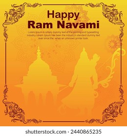 Happy Ram Navami cultural Banner Hindu festival vertical post wishes celebration card Ram Navami celebration background
