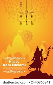Happy Ram Navami cultural Banner Hindu festival vertical post wishes celebration card Ram Navami celebration background
